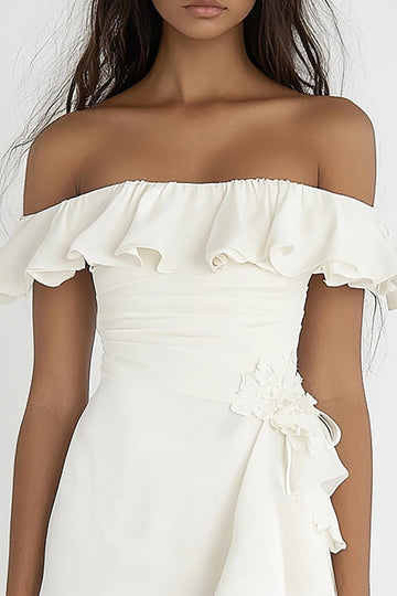 Ivory Bodycon Short Graduation Dress with Ruffles